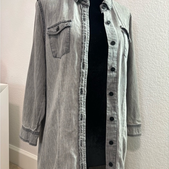 Ci Sono Women's Gray Long Denim Jacket - Picture 4 of 12